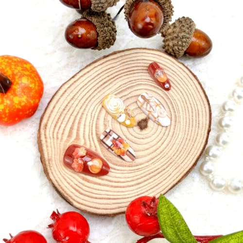 30pcs Thanksgiving Press on Nails Fall Maple Leaf Acrylic Fake Nails - color: Halloween Press on Nails 22
