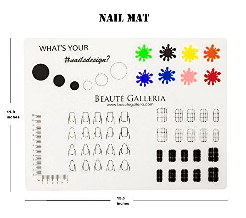 Beaute Galleria Rollable Silicone Nail Art Stamping Mat for Reverse Stamping, Nail Decals Practice Washable Mess-Free Manicure Mat