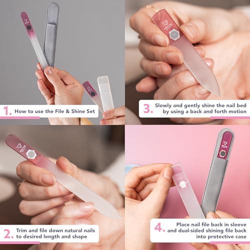 Bona Fide Beauty Czech Glass Nail File and Shiner Duo Set (Pink) - color: Pink