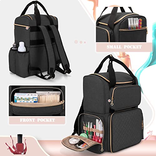 LUXJA Nail Polish Organizer Backpack Holds 70 Bottles and a UV Lamp - color: Black