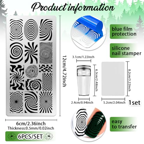6 Sheets Nail Stamping Plate Elegant Textures Nail Art Stamp - color: Elegant Textures