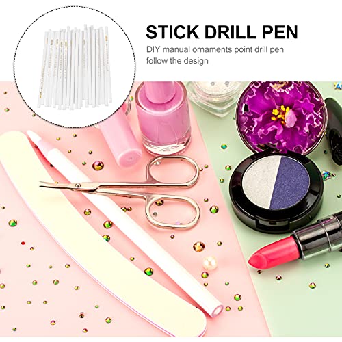 FRCOLOR 30pcs White Nail Art Pen Set Wax Wood Salon Home Use 17.5cm