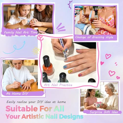 12-Pack Acrylic Nail Art Markers, Water-Based Drawing Pens, Waterproof and Quick-Drying, Suitable for Natural and Acrylic Nails, DIY Nail Art Decoration Markers - color: Double Tips（B)