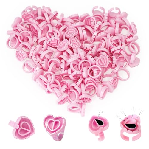 300Pcs Glue Rings Lash Glue Rings for Eyelash Extention LashSupplies - color: Pink
