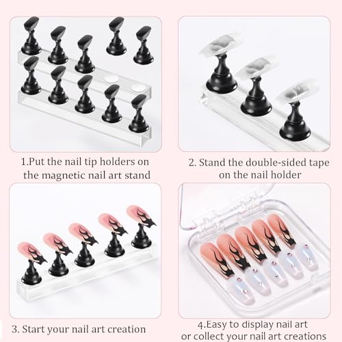 Nail Stand Magnetic Nail Holder for Painting Nails Nail Stands for Press-On - color: Black