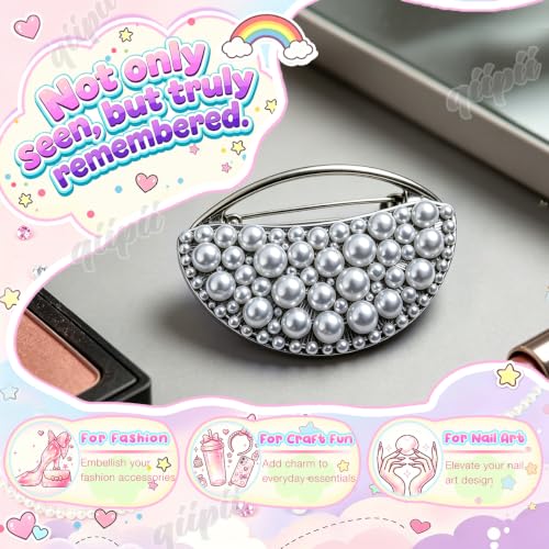 qiipii 2-10mm Matte Silver Flatback Half Pearls Nail Charms Half Round Gems - color: Silver, size: Solid Color Half Pearls