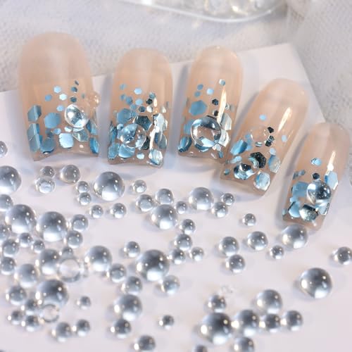 Mixed Sizes Clear Bubble Beads 3D Nail Art Charms Semi-Circular Jewelry - color: Clear