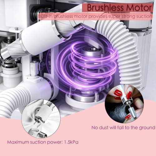 2 in 1 Professional Nail Drill and Dust Collector,Low Noise