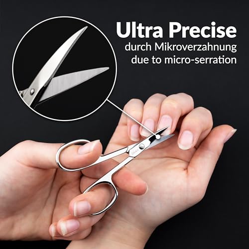 marQus Anti-Slip Curved Manicure Scissors - Precision German Steel - Micro-Serrated Blades to Prevent Slipping - Includes Premium Storage Case - color: Nail Scissors - Microserrated