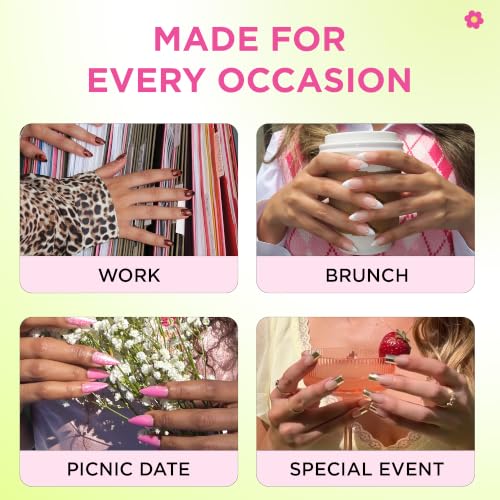 PaintLab First Class Red French Tip Press On Nails, Medium Almond 30pc Nail - color: First Class