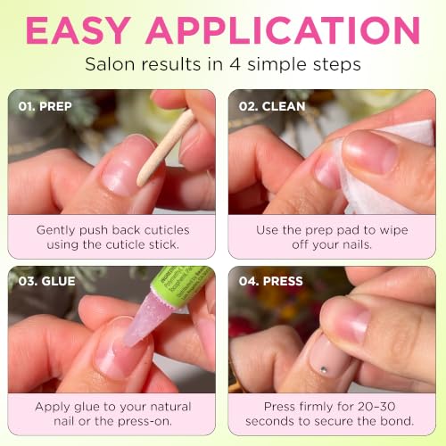 PaintLab 3D Gem Red French Tip Press On Nails, Medium Almond, 30pc Nail Kit - color: Pinot Noir