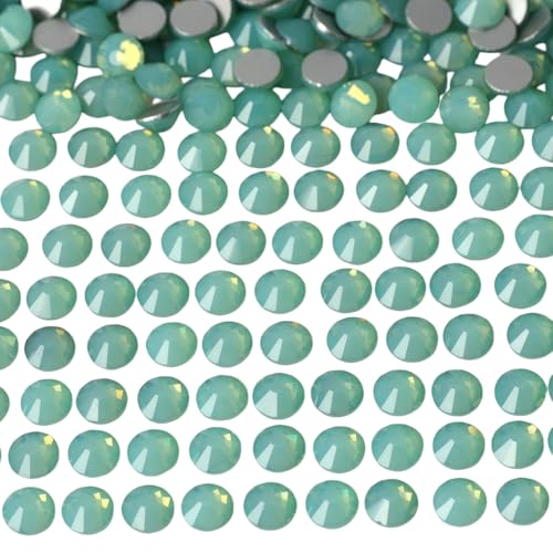 Flatback Glass Crystal Rhinestones Rounds Gems for Bedazzling Nails Art Crafts Decorations Clothes Shoes（SS6 1440pcs, Green Opal） - color: Green Opal, size: SS6/1440pcs