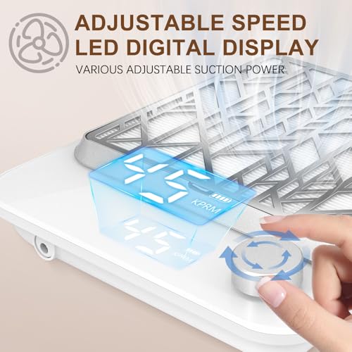 Cordless Nail Dust Collector Rechargeable, Professional Dust Collector Nail Tech Extractor Fan Vacuum Cleaner for Acrylic Nails Dip Powder Removal Home Salon Manicures