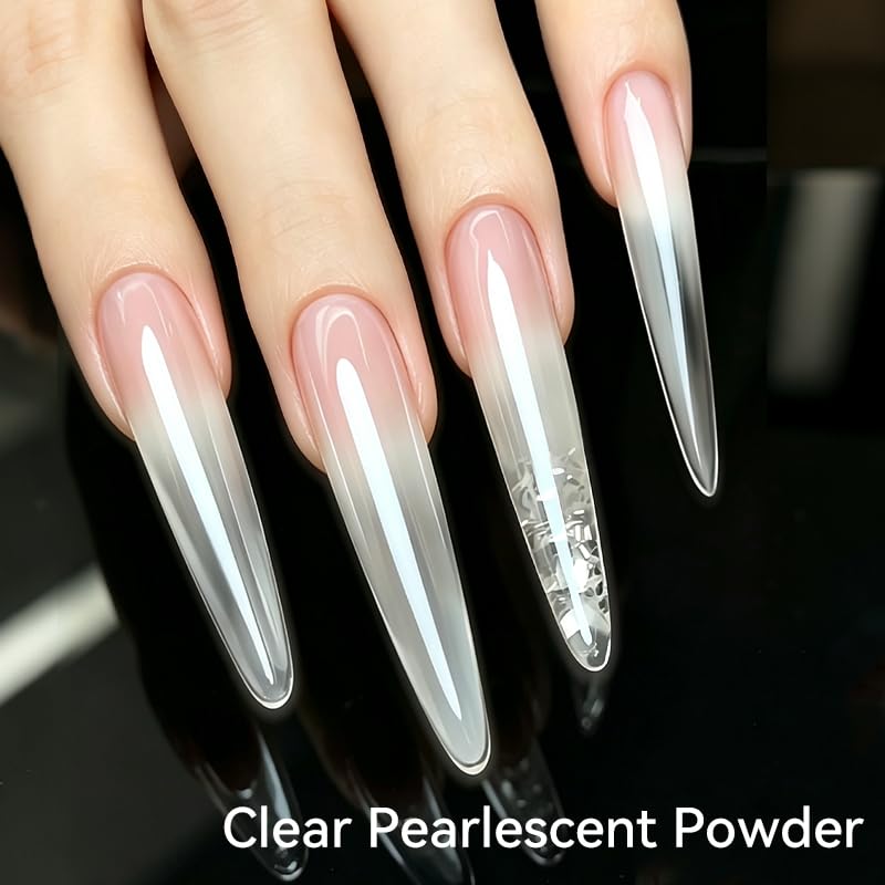 BORN PRETTY Pearl Clear Chrome Nail Powder Iridescent Mermaid Pigment - color: Clear Pearl Chrome Nail Powder