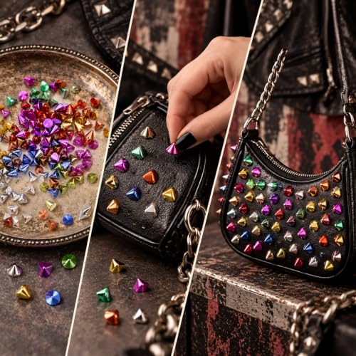 2 Boxes 24 Grids Punk Nail Charms Bottomed Pointed Cone Nail Rhinestones - color: Green