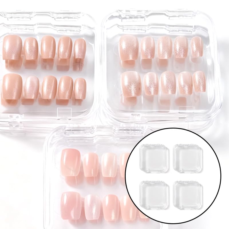 10Pcs Clear Press on Nail Packaging with 60 Pcs Adhesive Tape Press on Nail Storage Case for Salon Display, Fake Nail Packaging and Nail Business Supplies