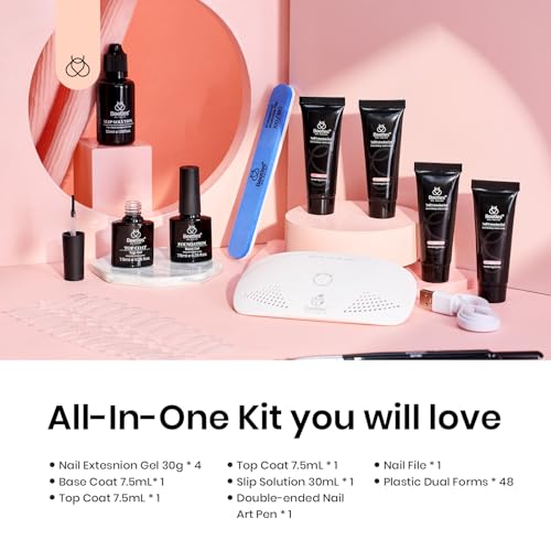 Beetles Nail Extension Gel Kit, 4 Colors Poly Nail Gel - color: She's Soft Glam