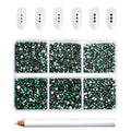 Beadsland Flatback Rhinestones, Emerald, 7200pcs Mixed 6 Sizes - color: Emerald