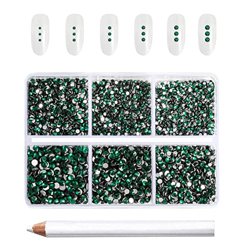 Beadsland Flatback Rhinestones, Emerald, 7200pcs Mixed 6 Sizes - color: Emerald