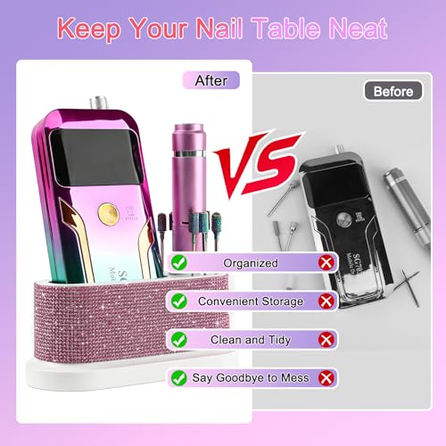 ANGNYA Nail Drill Machine Holder Efile Stand and Organizer Storage Box Case - color: Pink