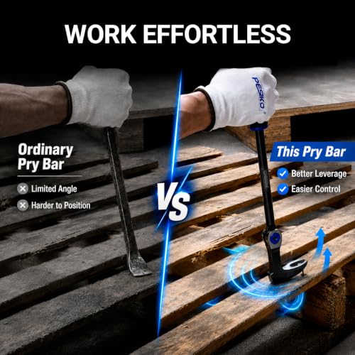 10" Nail Puller Pry Bar, Indexing Crowbar Multi-Angle Wrecking Bar - size: 10"