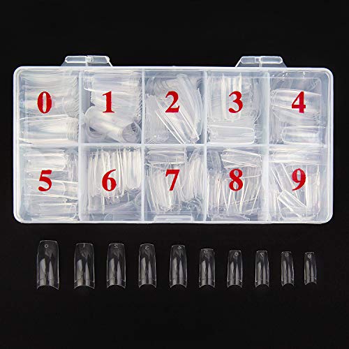 Beuniar Acrylic Nail Tips Clear 500Pcs French Artificial False Tip for Manicure Nails Art Salons & Home DIY - color: Clear