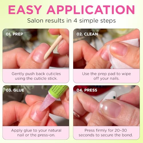 PaintLab Bejeweled 3D Gem French Tip Press On Nails, Medium Almond, 30pc - color: Bejeweled