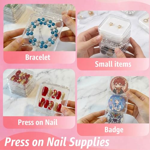 Clear Press On Nail Storage Containers 6-Pack Stackable Cases, Press Ons Nail Packaging Organizer Case, Acrylic Tips and Fake Nails Display Box for Travel and Salon Use - color: Clear 08