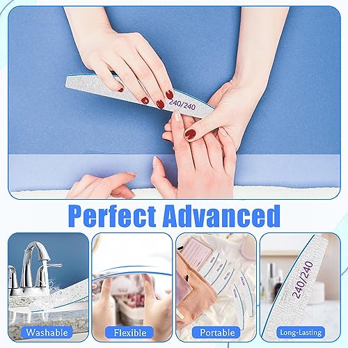 BLESWIN Nail Files 240/240 Grit, 25 Pcs Professional Double Sided Emery Board, Reusable Washable Coarse Tool for Acrylic & Gel Nails, Home Salon Application - size: 25 Count(240/240 Grit)