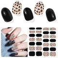Semi Cured Gel Nail Strips (Black Leopard), 28pcs Gel Nail Stickers - color: Black Leopard