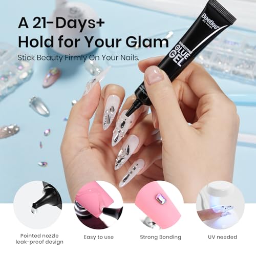 Beetles Gel Polish Nail Glue with Nail Gems Set - color: A-Clear-1