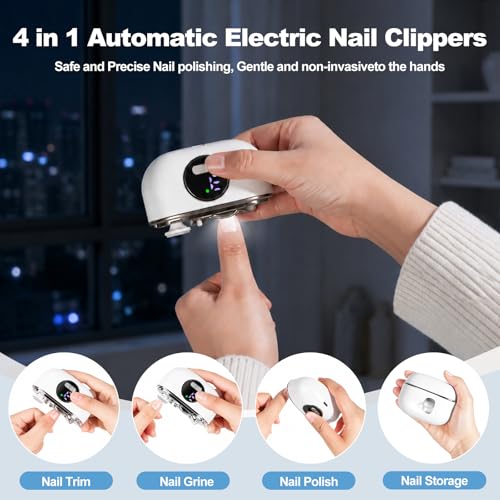 Electric Nail Clippers Upgraded, Automatic Toenail Trimmer, Safe for Seniors, Adults, Kids & Baby, Gifts for Women Men Mom Baby Adult Toddlers - color: White