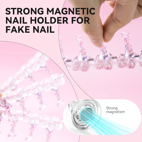 Nail Stand for Press On Fake Nails Painting Display Practice - color: Pink Flower, size: Medium