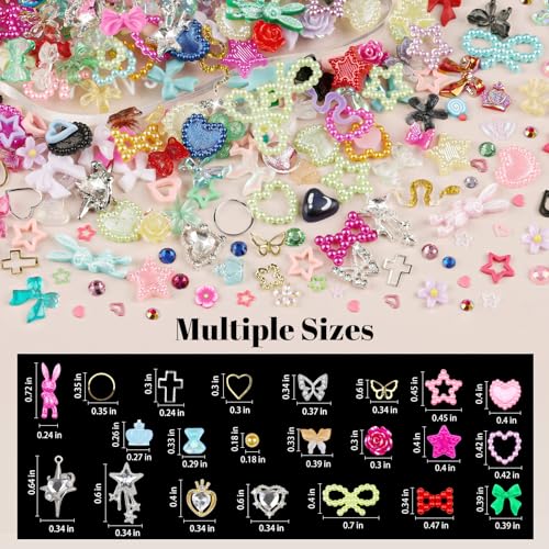 650PCS 3D Resin Nail Charms and Gems Colorful Flower Bow Butterfly Charms - color: Mixed Colors