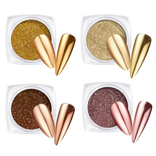 Beetles Metallic Chrome Nail Powder Mirror Effect 4 colors Gold - color: B - Gold-4