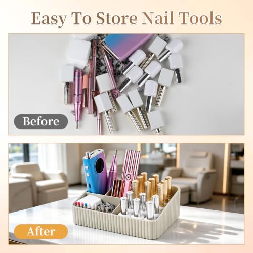Nail Drill Holder, 10 Holes Nail Drill Machine & Bits Storage Box - color: Grey