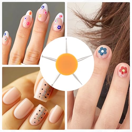 Nail Dotting Tool, 5-in-1 Metal Dotting Tool Nail Art, Circular Nail Design Dotting Pen, Ergonomic Dotting Disc for Manicure Embossing, Tracing, Painting - Yellow, 1pcs - color: Yellow, 1pcs, 5-in-1
