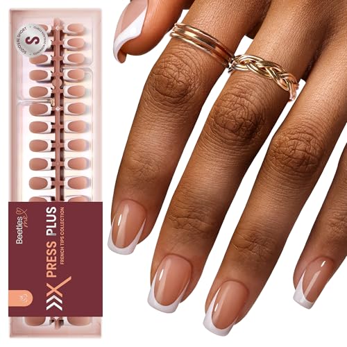 Beetles French Tips Press On Nails- 224 Pcs Short Squoval Nails, Brown - color: 4 - Brown French - S - 02