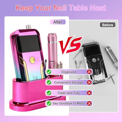 ANGNYA Nail Drill Machine Holder Efile Stand and Organizer Storage Box Case - color: Purple