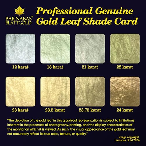 Barnabas 24K Real Gold Leaf Sheets for Crafts - 10-Loose Sheet 3.1inch - color: 24K