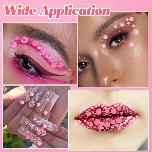 14000Pcs Pink Flatback Rhinestones and Pearls for Bedazzling Kit - color: S5