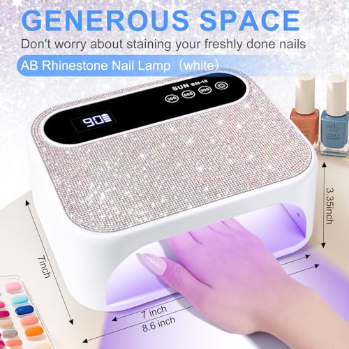 Led Nail Lamp,Professional UV Light for Gel Nails with Auto Sensor - color: AB Crystal(Sparkly White)