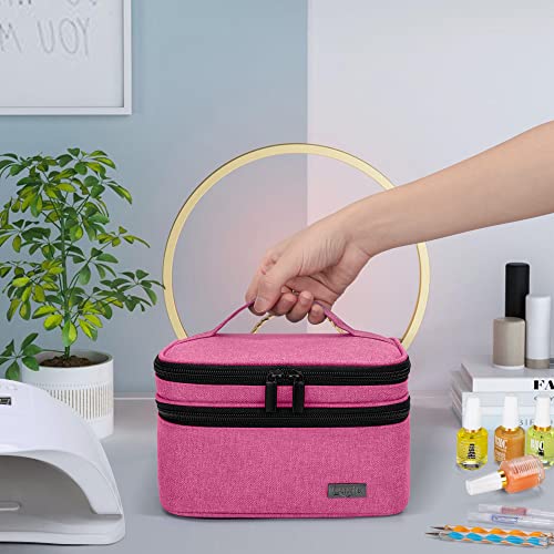 LUXJA Nail Polish Storage Case Holds 20 Bottles, Pink - color: Pink