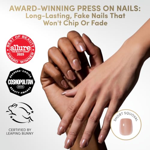 Glamnetic Press On Nails - Short Squoval, Glazed Fake Nails 30 Pc Full Kit - color: Thrilla In Manila