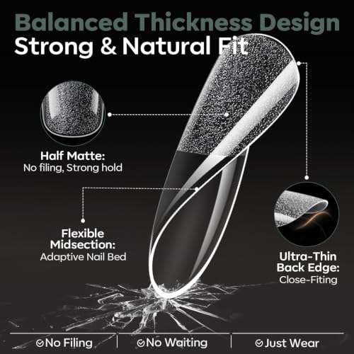Modelones Medium Round Nail Tips 360pcs Soft Pre-etched Oval Press On Nail - color: A8-Medium Round Oval