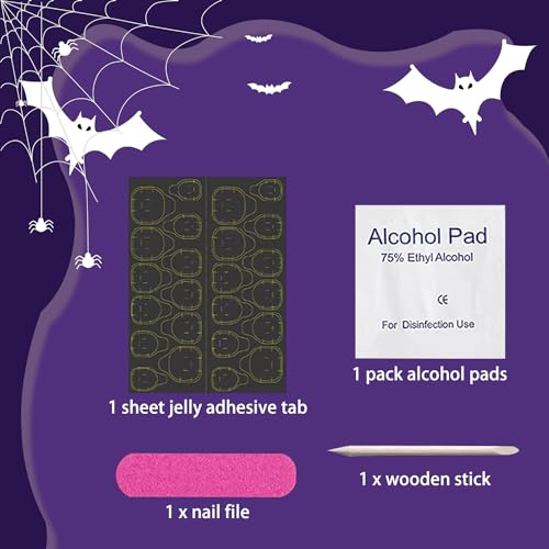 24 Pcs Halloween Press on Nails Long Stiletto Fake Nails Red Black Gradient False Nails with 3D Design Goth Acrylic Nails Press ons Halloween Glue on Nails Full Cover Reusable Stick on Nails for Women - color: Style 7