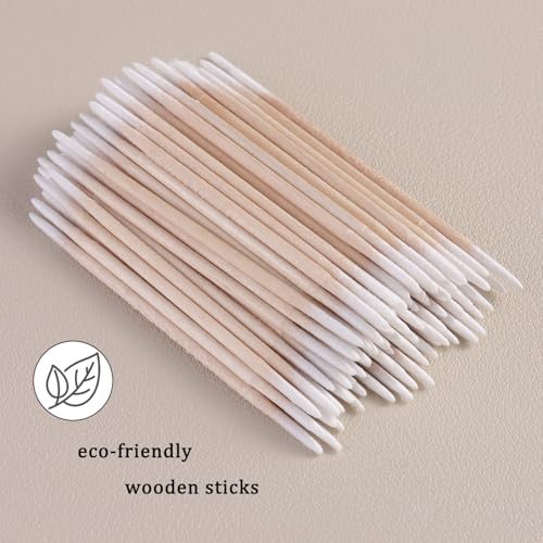 200pcs Double-head Pointed Tip Cotton Swabs with Wooden Sticks - color: White