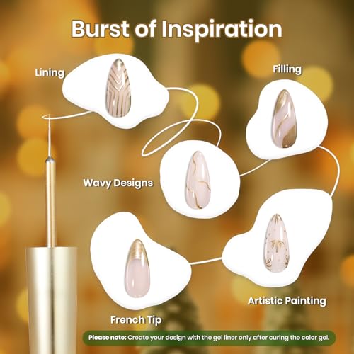 Beetles Gold Gel Liner Nail Polish 7ml Metallic French Tip 3D Mirror Effect - color: C - Gold-1