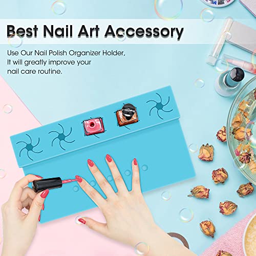Nail Polish Holder, 2 in 1 Silicone Hand Rest Mat Set - Blue - color: Blue