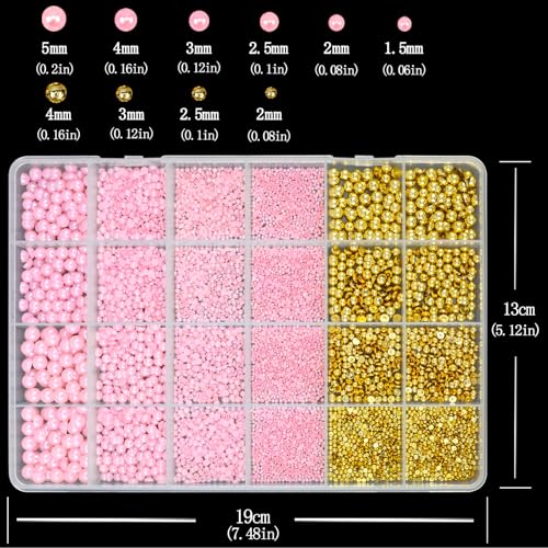 Pink Bedazzling Kit Flatback Pearls Gold Bedazzling Gems for Crafts - color: 09-Colorful